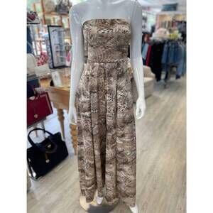 NEW KLD. SIGNATURE women's strapless satin jumpsuit in brown